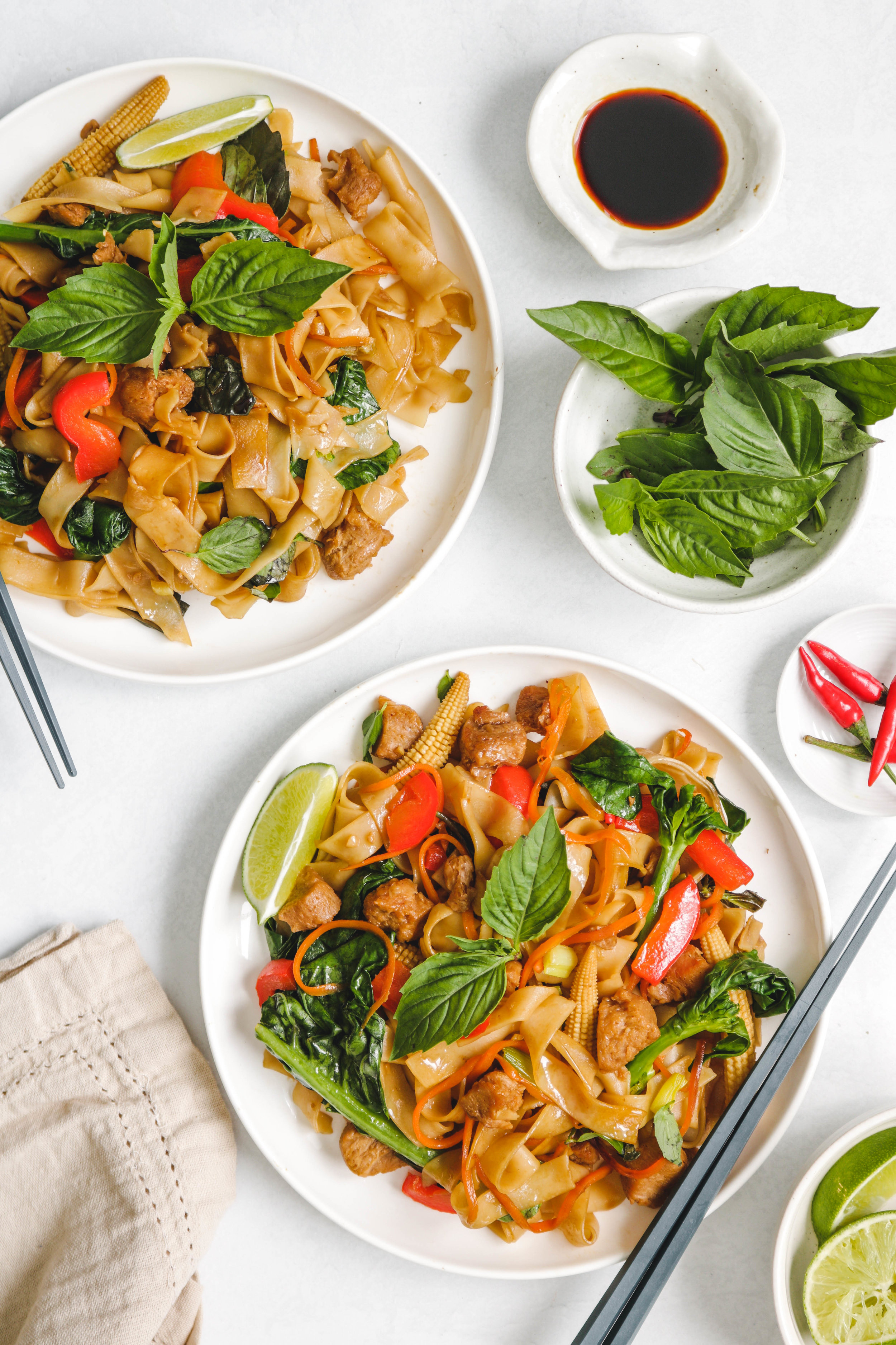 Vegan Thai Drunken Noodles (Pad Kee Mao) 