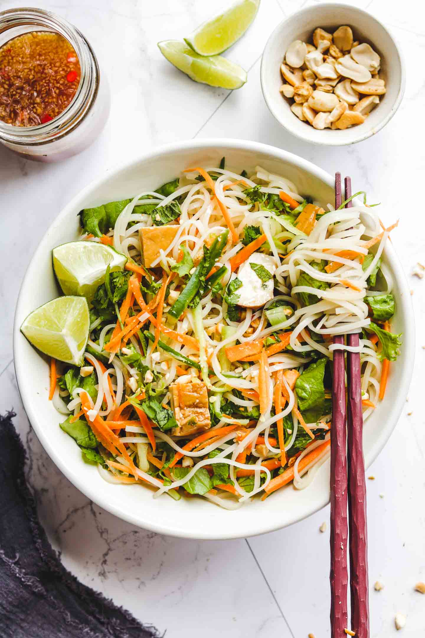 Vietnamese Vermicelli Noodle Salad with Tofu - Okonomi Kitchen