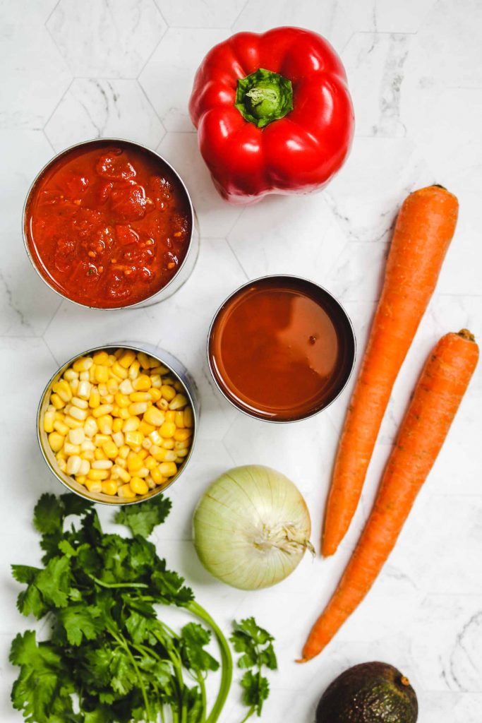 Instant Pot Vegan Chili ingredients laid out