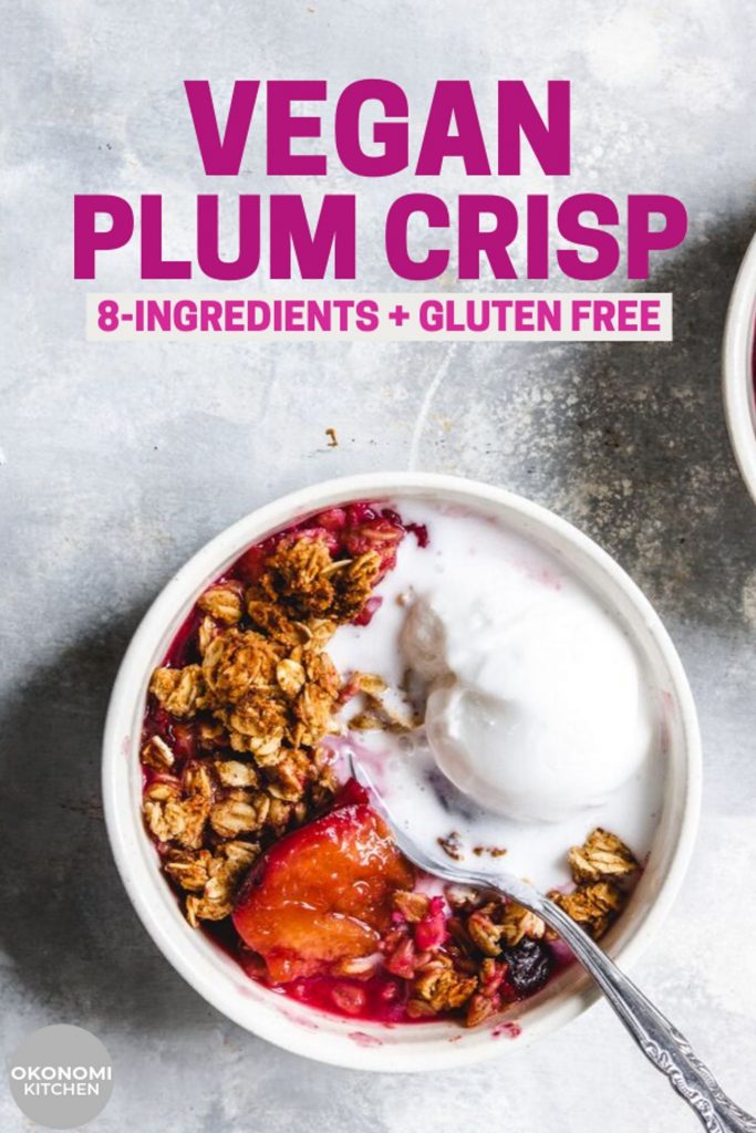 vegan gluten free plum crisp pinterest image