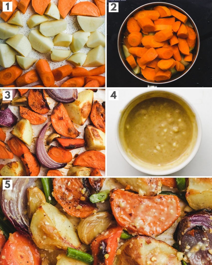 step by step how to roast root vegetables oil free