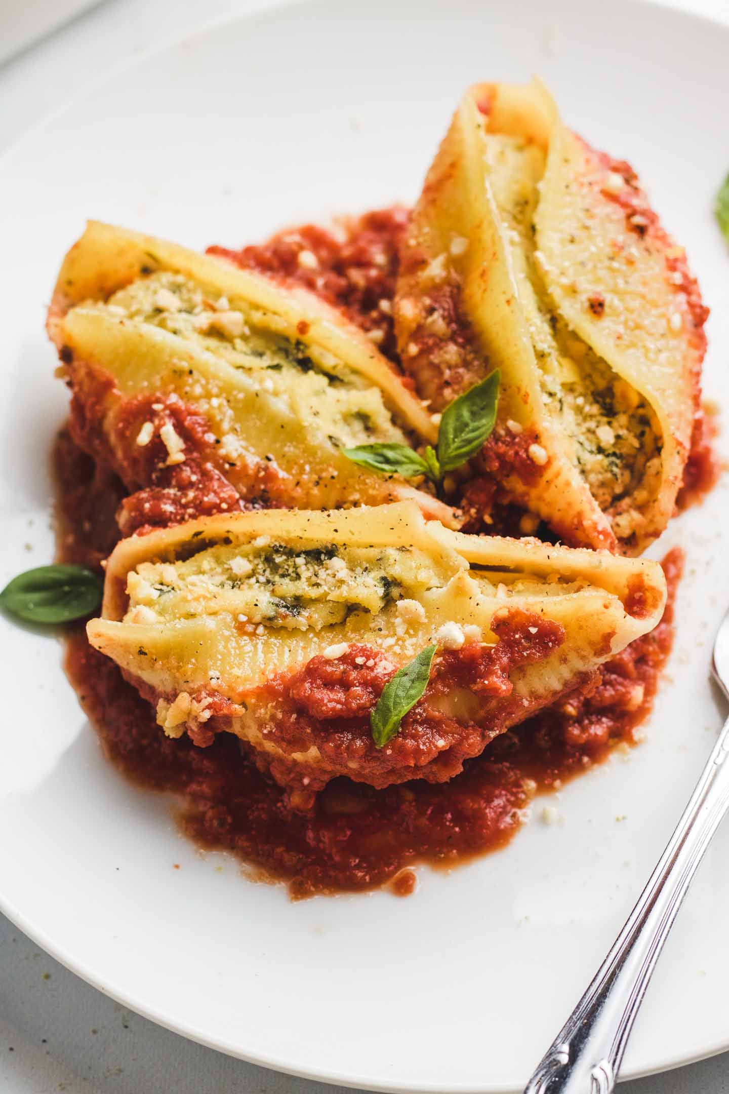 Vegan Ricotta Stuffed Shells with Creamy Pesto - This Savory Vegan