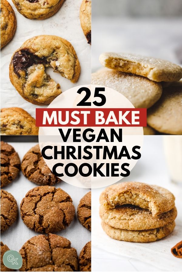 pinterest graphic for 25 vegan holiday cookies