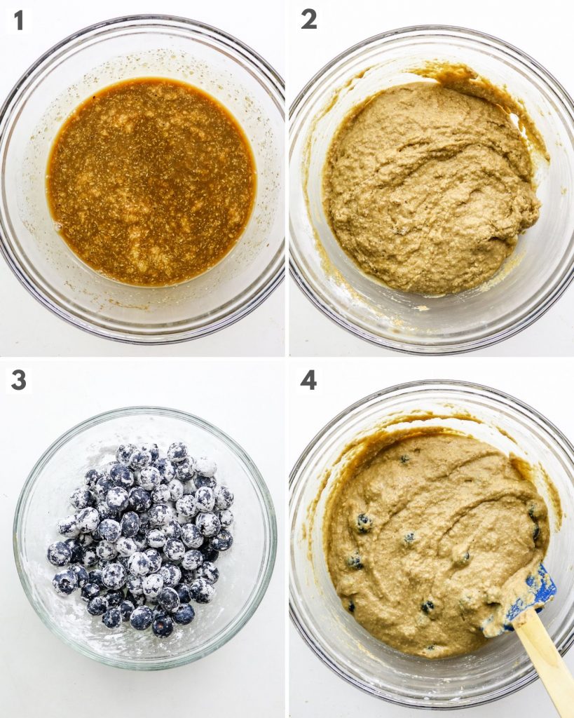 step by step how to make vegan blueberry muffins