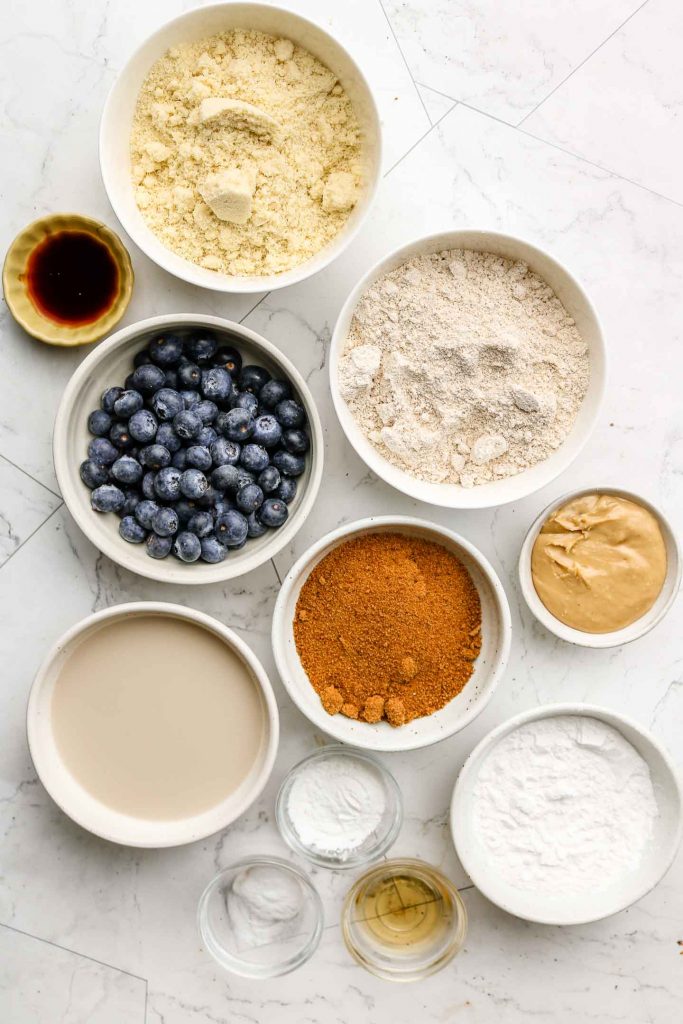 ingredients for blueberry oatmeal muffins