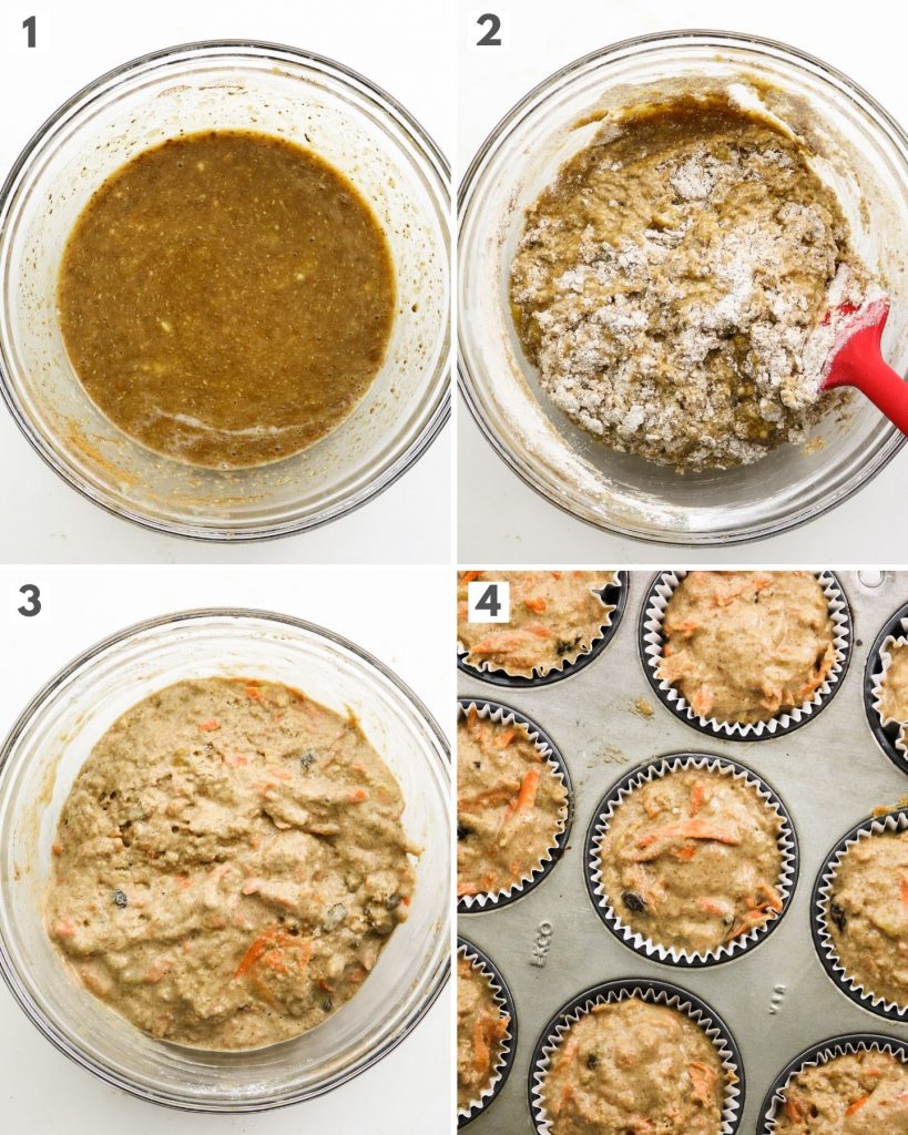how to make carrot cake muffins step by step