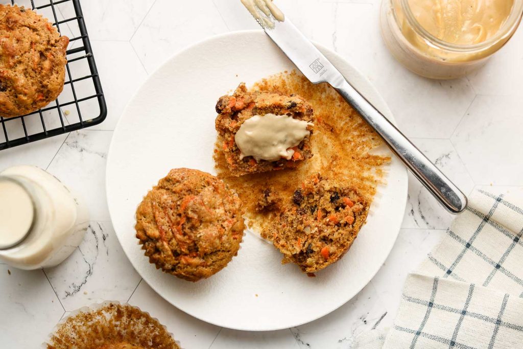 carrot muffins with tahini on top