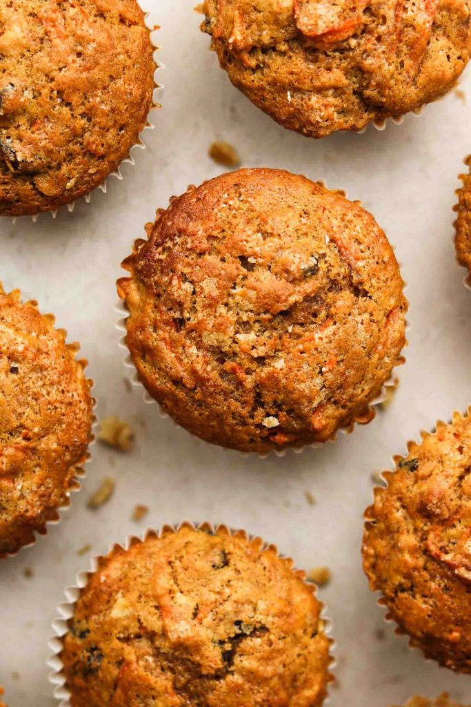 top shot of carrot muffins