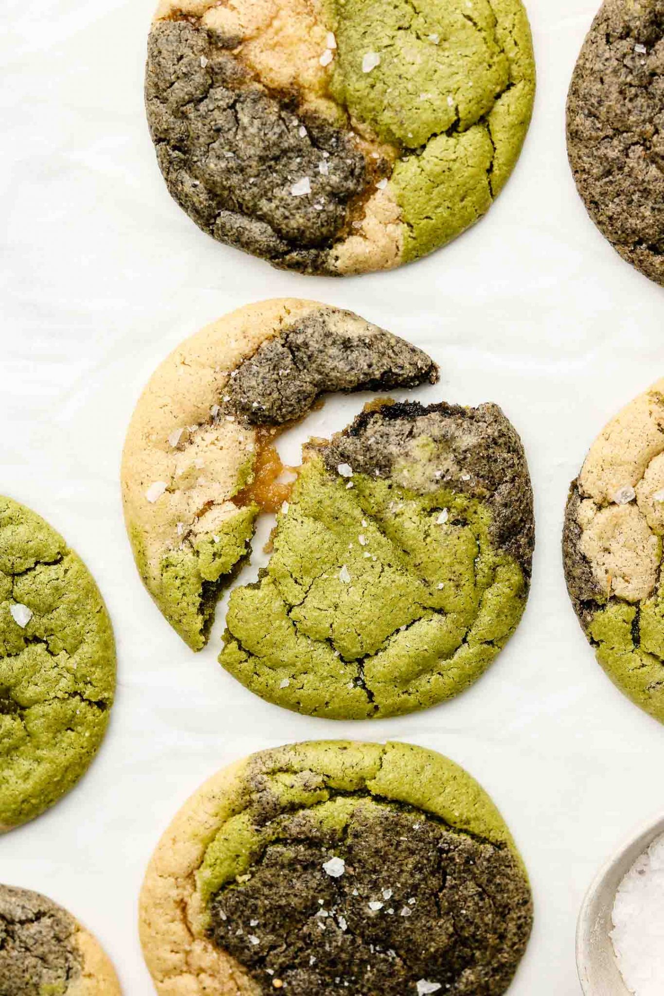 Marbled Matcha Black Sesame Cookies (Vegan + GF) - Okonomi Kitchen