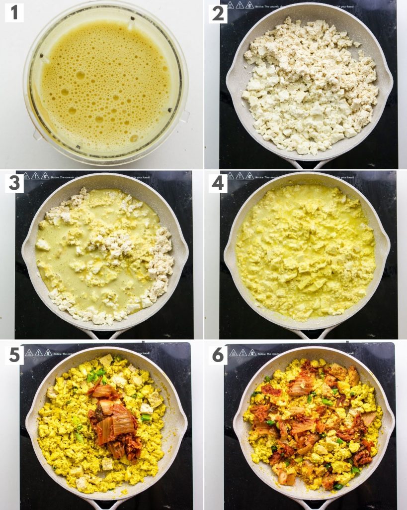 step by step how to make kimchi tofu scramble