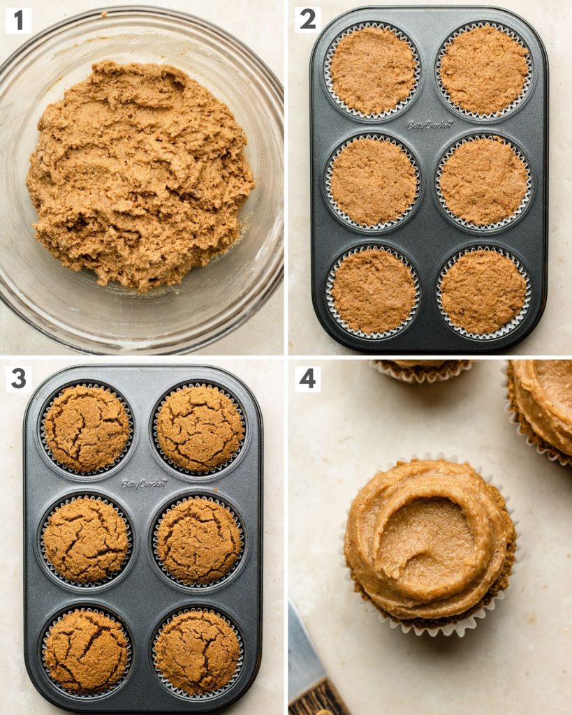 process shots of making chai cupcakes