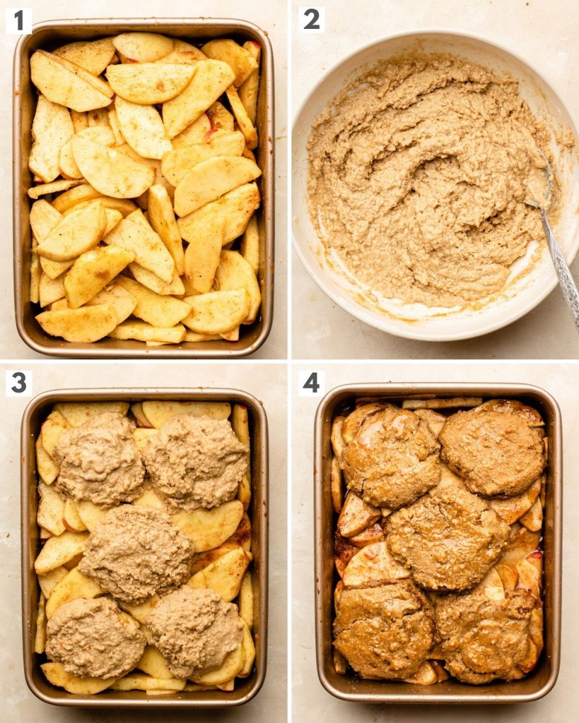 apple cobbler step by step making shots in a baking pan