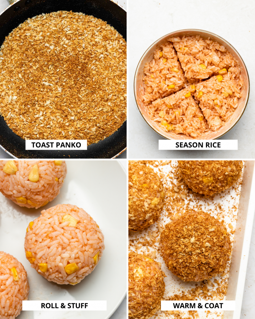 step by step how to make baked rice croquette