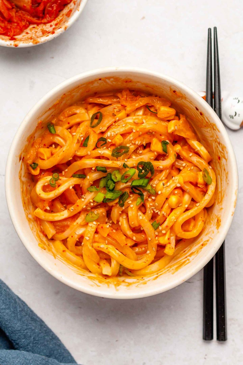 Cheesy Kimchi Udon Noodles (5 Minutes) - Okonomi Kitchen