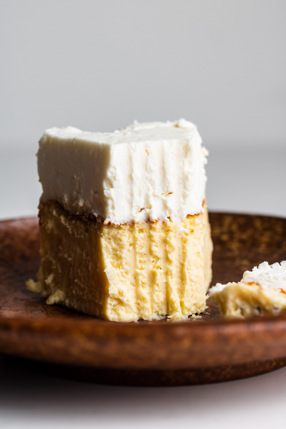 miso basque cheesecake on a brown plate